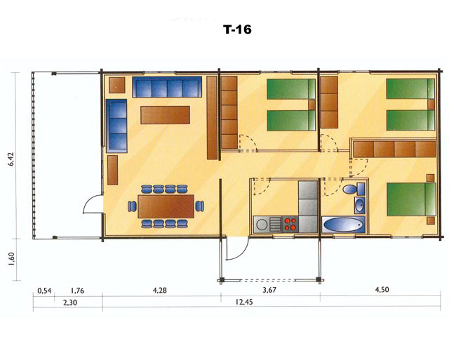 Vivienda de tablón con doble tabique.